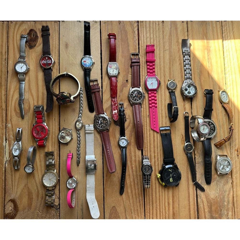 Vintage Lot of 26 Assorted Watches, For Parts, Repair, Running Unkown